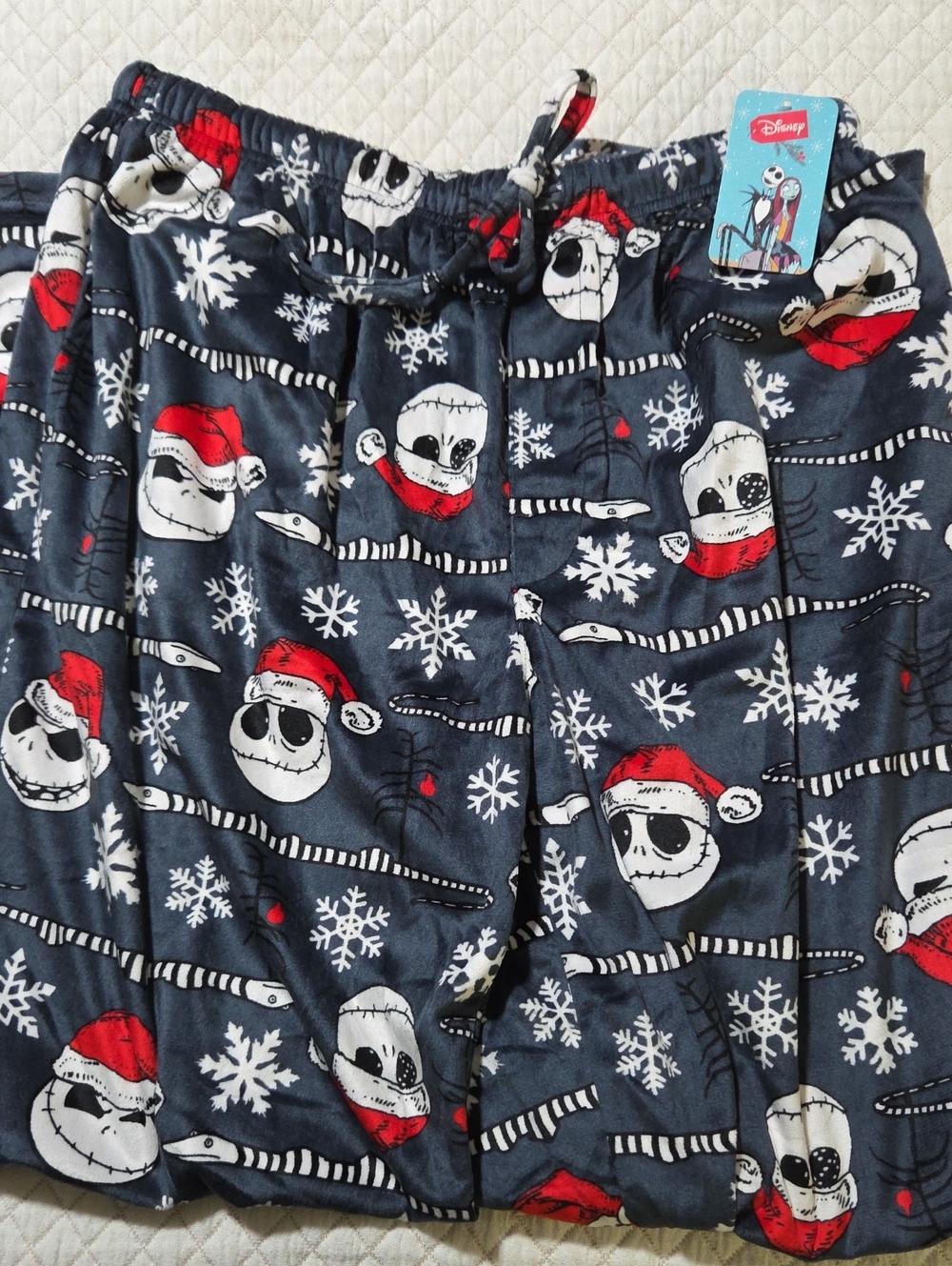 Disney Dark Gray Holiday Skull Pajama Bottoms with Red Accents